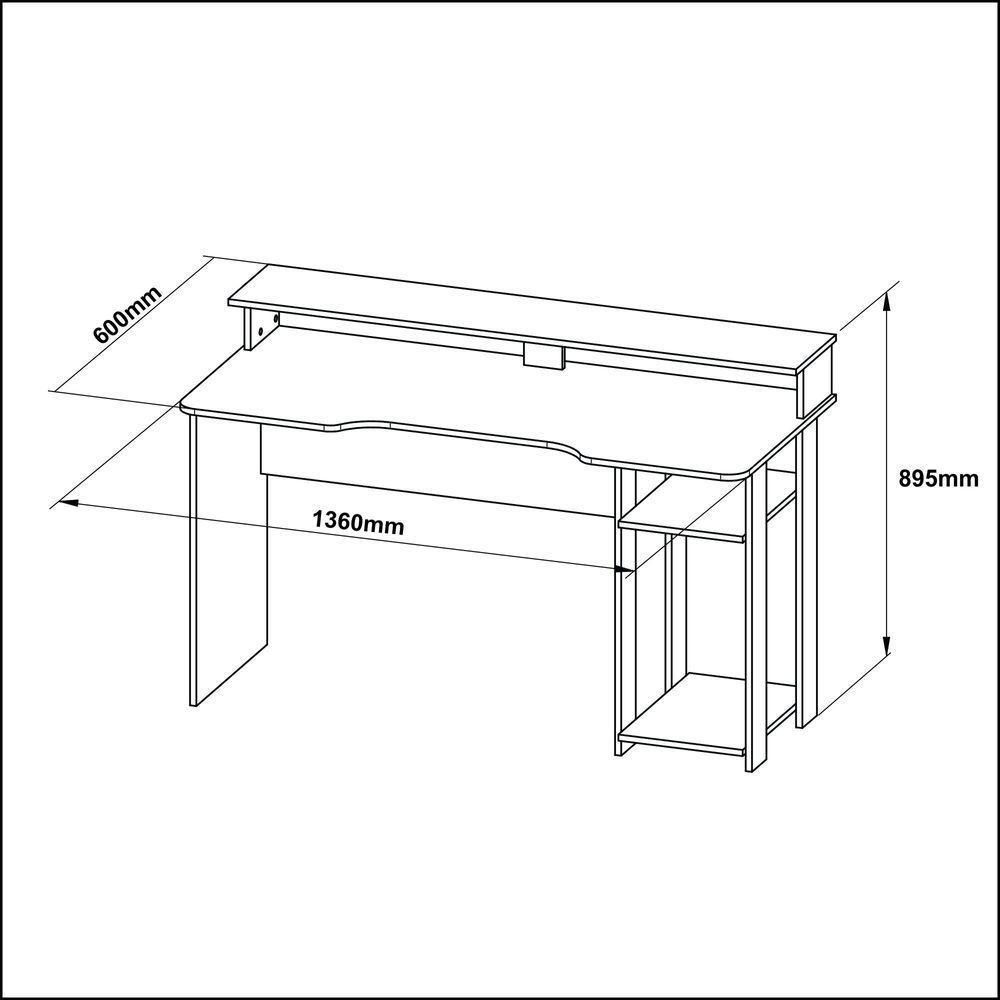 Mesa Gamer Com Porta Cpu 136cm Preto/verde - 7