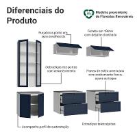 Estante Sala De Estar Com Rack + Cristaleira 230cm Vik Madesa 01 Branco-azul