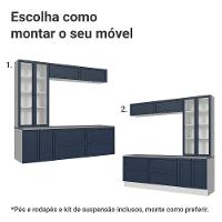 Estante Sala De Estar Com Rack + Cristaleira 230cm Vik Madesa 01 Branco-azul - 5