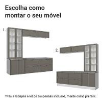 Estante Sala De Estar Com Rack + Cristaleira 230cm Vik Madesa 01 Branco-cinza - 5