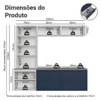 Estante Sala De Estar Com Rack + Cristaleira 230cm Vik Madesa 01 Branco-azul - 3