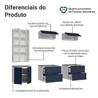 Estante Sala De Estar Com Rack + Cristaleira 230cm Vik Madesa 01 Branco-azul