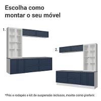 Estante Sala De Estar Com Rack + Cristaleira 230cm Vik Madesa 01 Branco-azul - 5