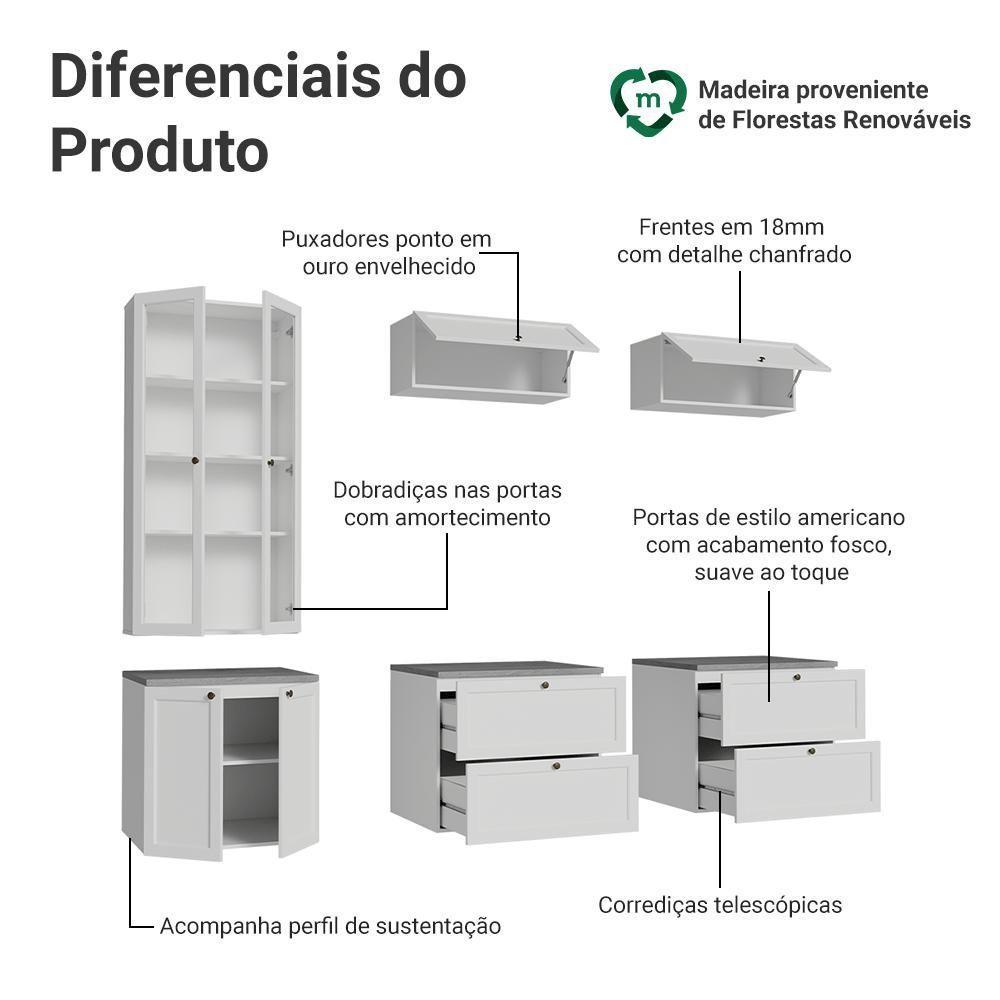 Estante Sala De Estar Com Rack + Cristaleira 230cm Vik Madesa 01 Branco - 4