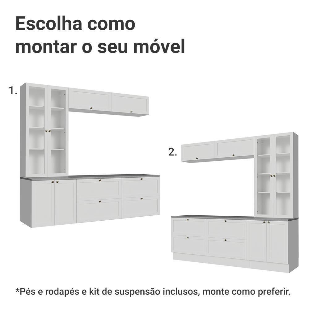 Estante Sala De Estar Com Rack + Cristaleira 230cm Vik Madesa 01 Branco - 5
