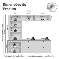 Estante Sala De Estar Com Rack + Cristaleira 230cm Vik Madesa 01 Branco - 3