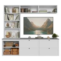 Estante Sala De Estar Com Rack + Cristaleira 230cm Vik Madesa 01 Branco - 6