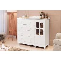Cômoda Infantil Elô C- 1 Porta Cristal E 4 Gavetas Branco-amendoa - Peroba - 9