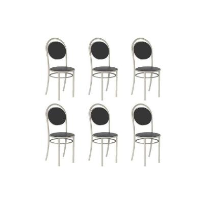 Cadeira De Cozinha 190 Aço Kit 6 Uni Prata-courano Preto - Carraro