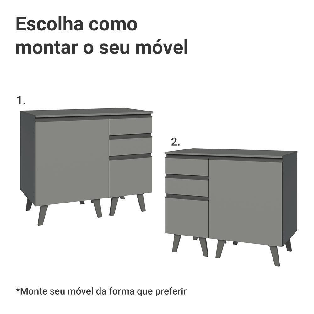 Gabinete Para Banheiro 100cm 1 Porta 3 Gavetas Nice Madesa 04 Cinza - 5