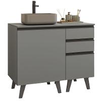 Gabinete Para Banheiro 100cm 1 Porta 3 Gavetas Nice Madesa 04 Cinza - 2