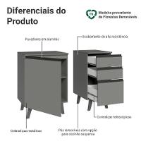 Gabinete Para Banheiro 100cm 1 Porta 3 Gavetas Nice Madesa 04 Cinza