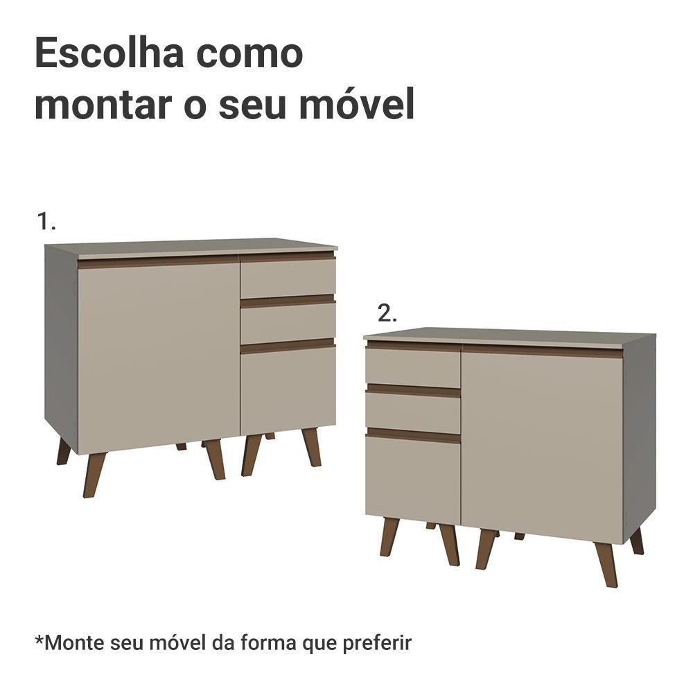 Gabinete Para Banheiro 100cm 1 Porta 3 Gavetas Nice Madesa 04 Crema - 6