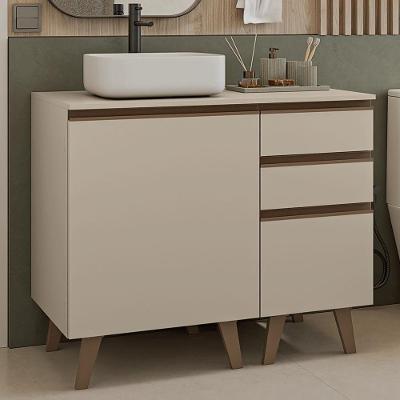 Gabinete Para Banheiro 100cm 1 Porta 3 Gavetas Nice Madesa 04 Crema
