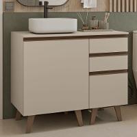 Gabinete Para Banheiro 100cm 1 Porta 3 Gavetas Nice Madesa 04 Crema - 1