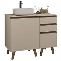 Gabinete Para Banheiro 100cm 1 Porta 3 Gavetas Nice Madesa 04 Crema - 3