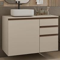 Gabinete Suspenso Para Banheiro 100cm 1 Porta 3 Gaveta Nice Madesa 03 Crema - 1