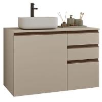 Gabinete Suspenso Para Banheiro 100cm 1 Porta 3 Gaveta Nice Madesa 03 Crema - 2