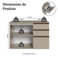 Gabinete Suspenso Para Banheiro 100cm 1 Porta 3 Gaveta Nice Madesa 03 Crema - 3