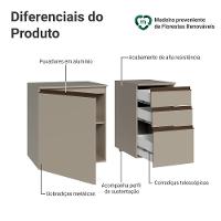 Gabinete Suspenso Para Banheiro 100cm 1 Porta 3 Gaveta Nice Madesa 03 Crema