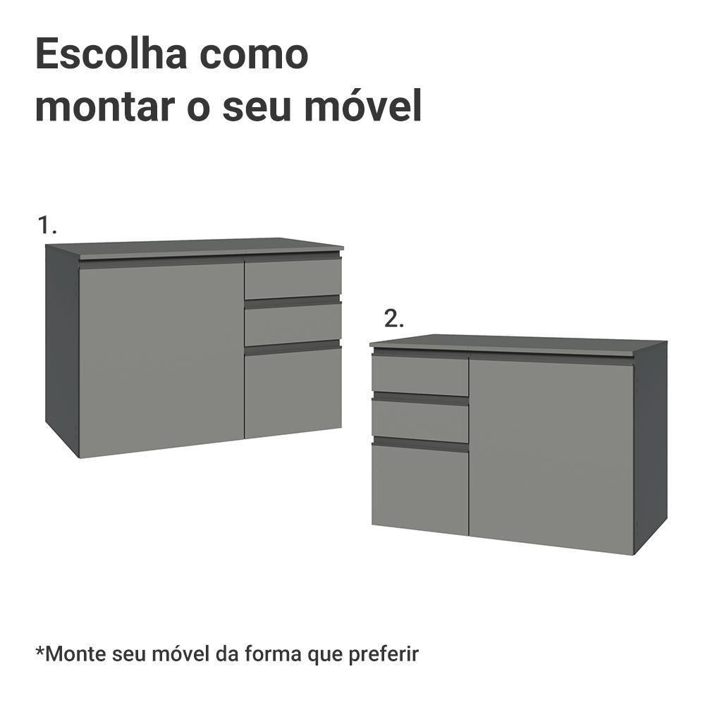 Gabinete Suspenso Para Banheiro 100cm 1 Porta 3 Gavetas Nice Madesa 03 Cinza - 5