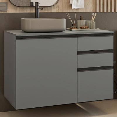 Gabinete Suspenso Para Banheiro 100cm 1 Porta 3 Gavetas Nice Madesa 03 Cinza