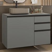 Gabinete Suspenso Para Banheiro 100cm 1 Porta 3 Gavetas Nice Madesa 03 Cinza - 1