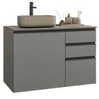 Gabinete Suspenso Para Banheiro 100cm 1 Porta 3 Gavetas Nice Madesa 03 Cinza - 2