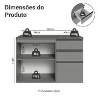 Gabinete Suspenso Para Banheiro 100cm 1 Porta 3 Gavetas Nice Madesa 03 Cinza - 3
