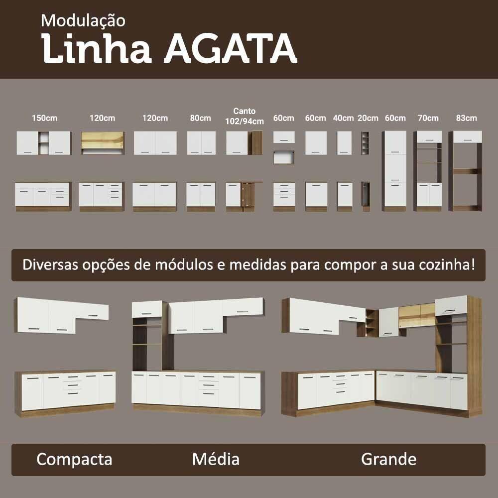 Conjunto Gabinete Para Banheiro 120cm 3 Portas 3 Gavetas Agata Madesa 01 Rustic-branco - 9
