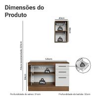 Conjunto Gabinete Para Banheiro 120cm 3 Portas 3 Gavetas Agata Madesa 01 Rustic-branco - 3