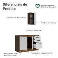 Conjunto Gabinete Para Banheiro 120cm 3 Portas 3 Gavetas Agata Madesa 01 Rustic-branco