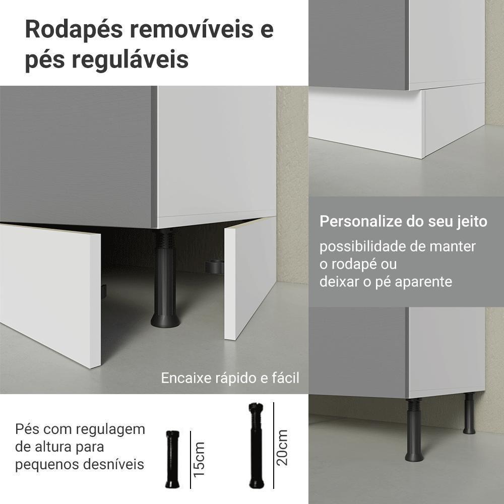 Conjunto Gabinete Para Banheiro 120cm 3 Portas 3 Gavetas Agata Madesa 01 Branco-cinza - 8