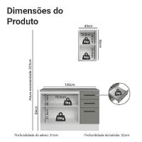 Conjunto Gabinete Para Banheiro 120cm 3 Portas 3 Gavetas Agata Madesa 01 Branco-cinza - 3