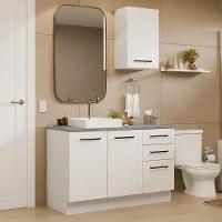 Conjunto Gabinete Para Banheiro 120cm 3 Portas 3 Gavetas Agata Madesa 01 Branco - 1