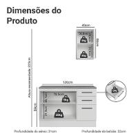 Conjunto Gabinete Para Banheiro 120cm 3 Portas 3 Gavetas Agata Madesa 01 Branco - 3