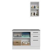 Conjunto Gabinete Para Banheiro 120cm 3 Portas 3 Gavetas Agata Madesa 01 Branco - 5