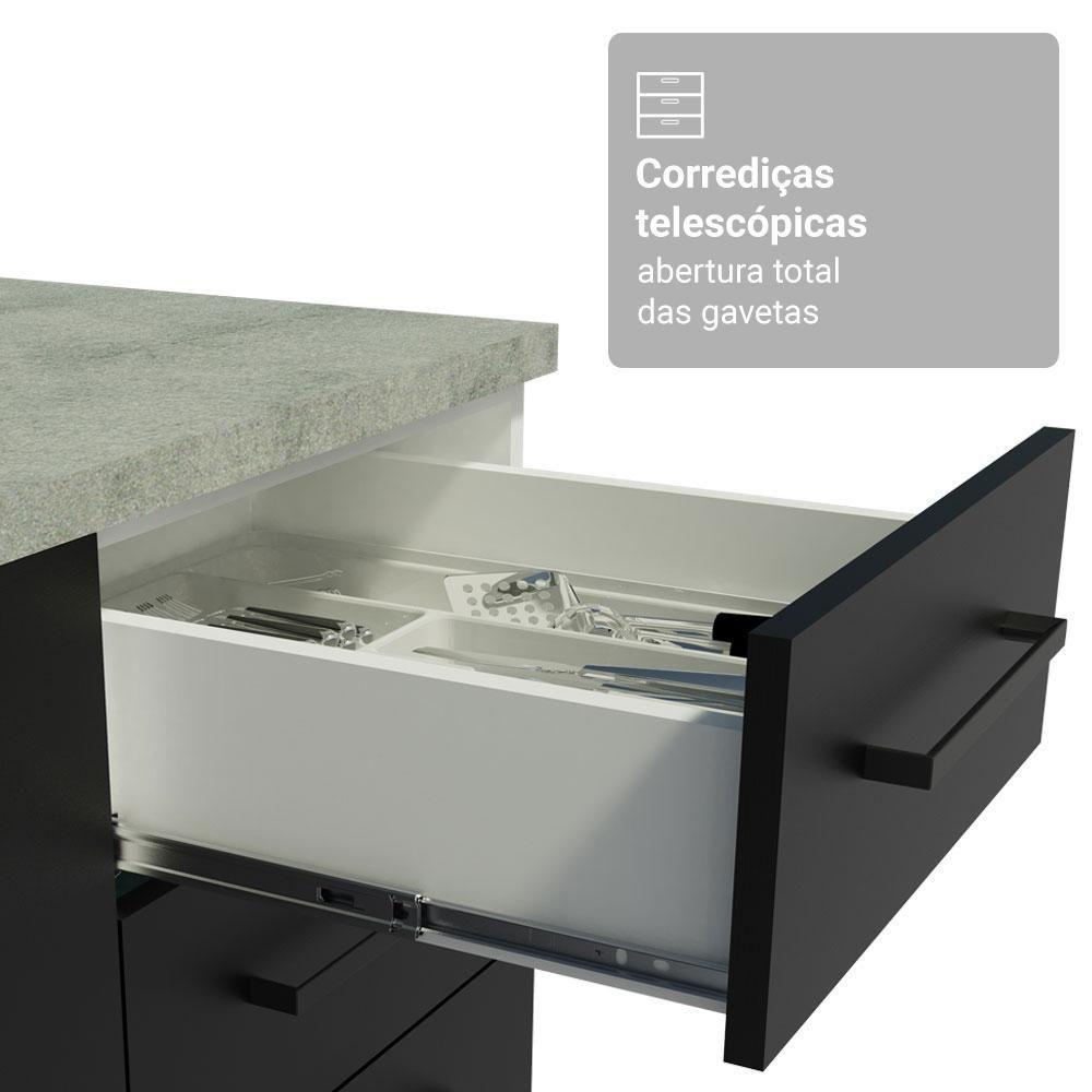 Conjunto Gabinete Para Banheiro 120cm 3 Portas 3 Gavetas Agata Madesa 01 Branco-preto - 6