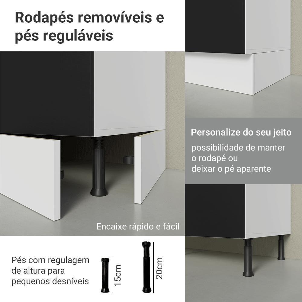 Conjunto Gabinete Para Banheiro 120cm 3 Portas 3 Gavetas Agata Madesa 01 Branco-preto - 8