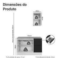 Conjunto Gabinete Para Banheiro 120cm 3 Portas 3 Gavetas Agata Madesa 01 Branco-preto - 3