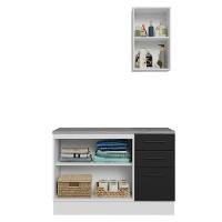 Conjunto Gabinete Para Banheiro 120cm 3 Portas 3 Gavetas Agata Madesa 01 Branco-preto - 5