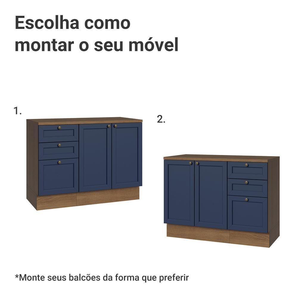 Conjunto Gabinete Para Banheiro 110cm 3 Gavetas 3 Portas Vik Madesa 01 Rustic-azul - 5