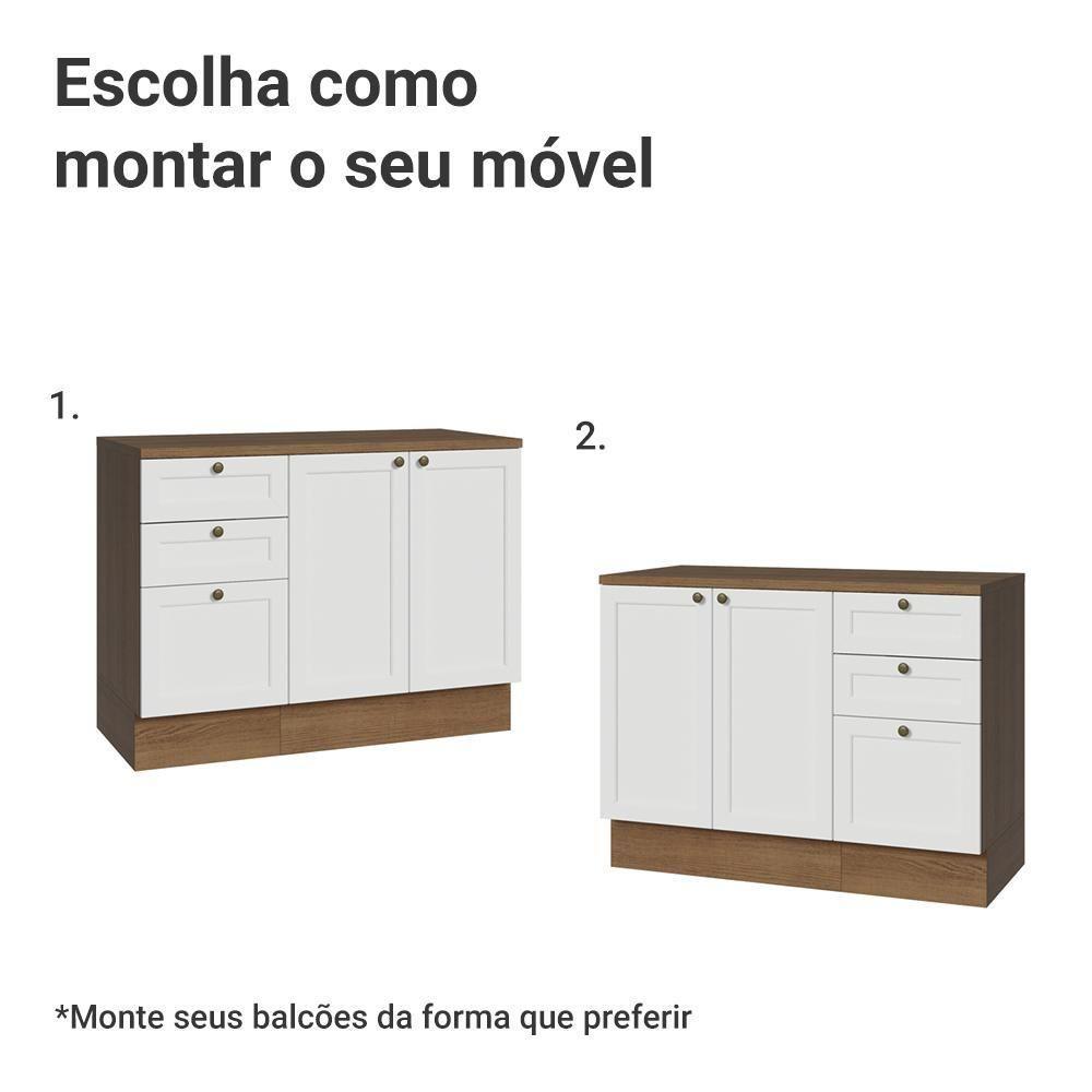 Conjunto Gabinete Para Banheiro 110cm 3 Gavetas 3 Portas Vik Madesa 01 Rustic-branco - 5