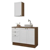 Conjunto Gabinete Para Banheiro 110cm 3 Gavetas 3 Portas Vik Madesa 01 Rustic-branco - 2