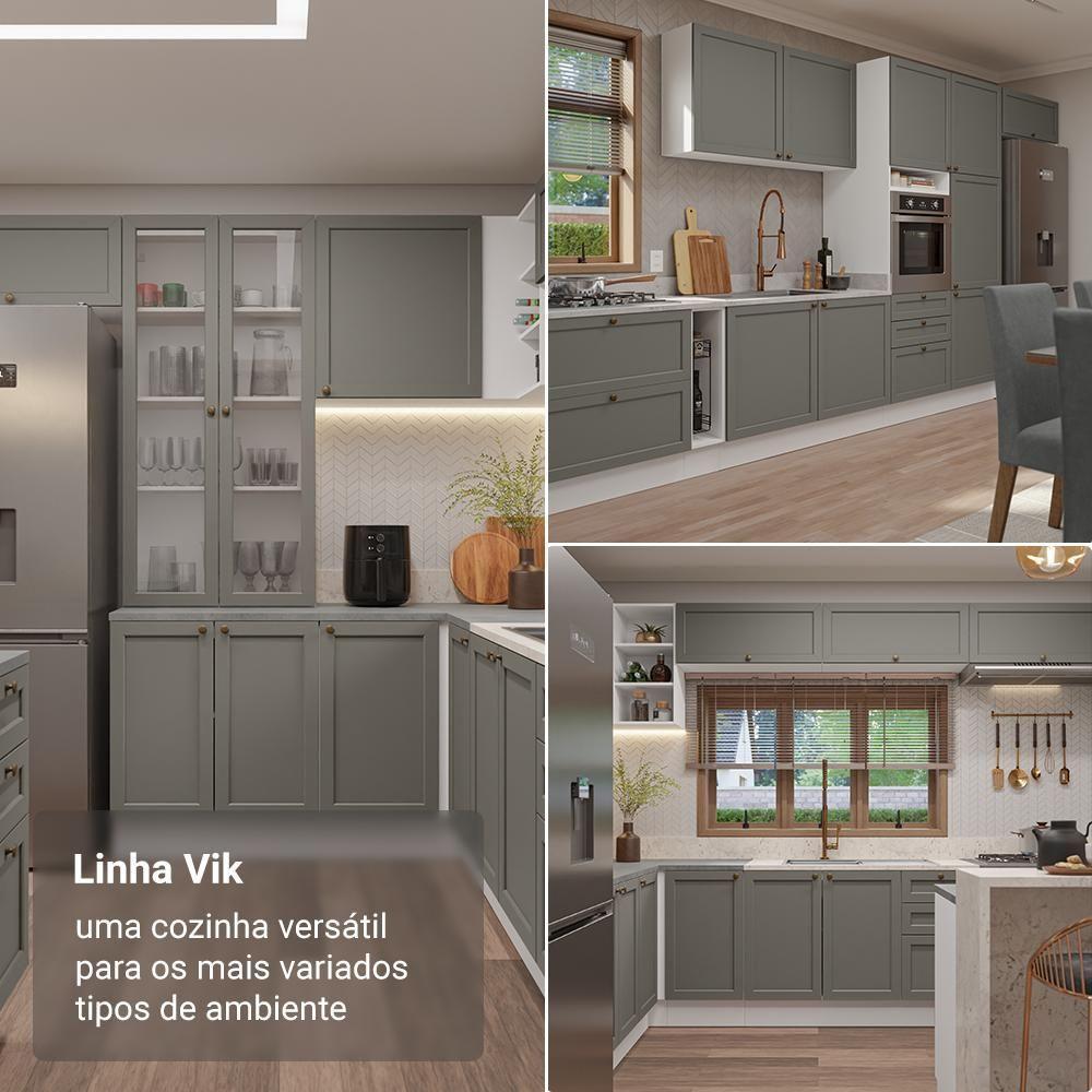 Conjunto Gabinete Para Banheiro 110cm 3 Gavetas 3 Portas Vik Madesa 01 Branco-cinza - 6