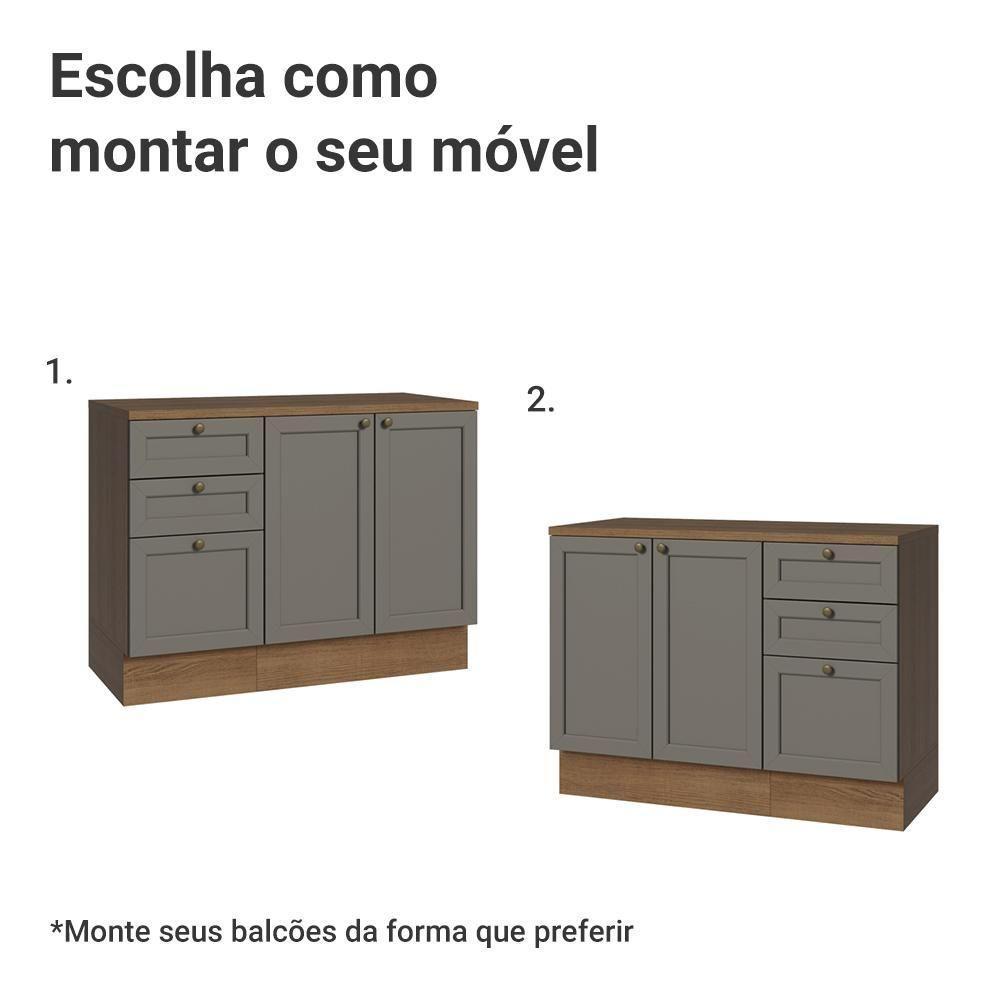 Conjunto Gabinete Para Banheiro 110cm 3 Gavetas 3 Portas Vik Madesa 01 Rustic-cinza - 5