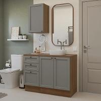 Conjunto Gabinete Para Banheiro 110cm 3 Gavetas 3 Portas Vik Madesa 01 Rustic-cinza - 1