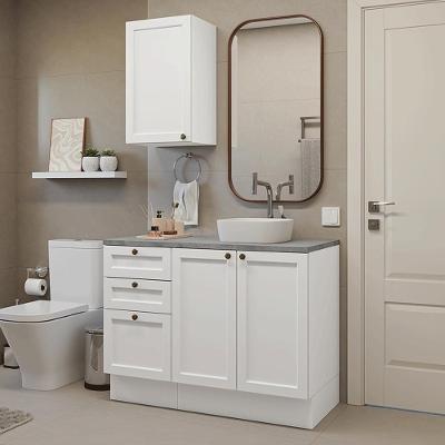 Conjunto Gabinete Para Banheiro 110cm 3 Gavetas 3 Portas Vik Madesa 01 Branco