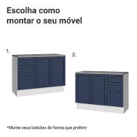Conjunto Gabinete Para Banheiro 110cm 3 Gavetas 3 Portas Vik Madesa 01 Branco-azul - 6