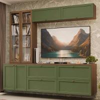 Estante Sala De Estar Com Rack + Cristaleira 230cm Vik Madesa 02 Rustic-verde - 1